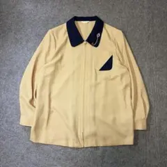 昭和レトロ シャツ ブラウス オーバーサイズ ブローチ バイカラー トラッド古着のサムネイル
