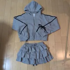 GRL新品 フード付き スウェットフリルスカート セットアップ