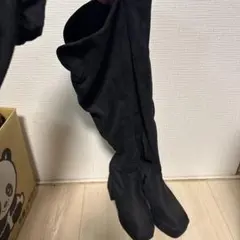黒 ニーハイブーツ スエード風 高ヒール