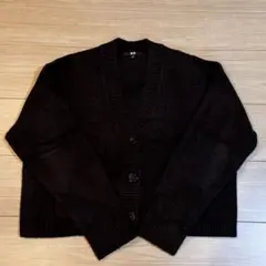 UNIQLO スフレヤーンショートカーディガン 38 DARK BROWN