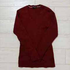 COMME CA MEN バーガンディ Vネックニット ワインレッド セーター