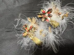 和装用 かんざし 2点セット 羽付き 和柄　卒業式