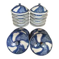 珍味入れ・突き出し　染付祥瑞　蓋付10客セット　銘あり