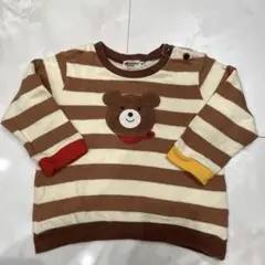 【HOT Biscuits】クマ刺繍付きストライプセーター 90cm ボーダー