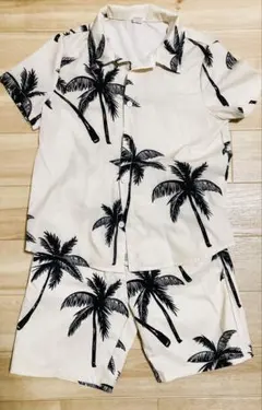 SHEIN パームツリー柄 シャツショーツセット 10Y