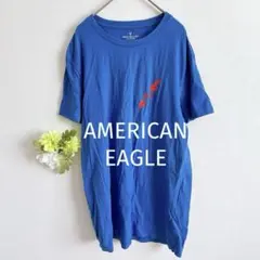 アメリカンイーグル 半袖ロゴTシャツ ブルー M アメカジ ビッグシルエット