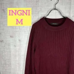 イング【M】ロングワンピース/リブニット/ウエストゴム/スリット/秋冬