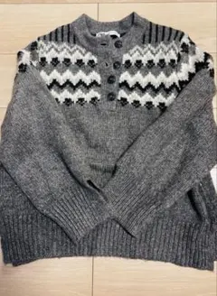 ZARA ヘンリーネック ニット グレー