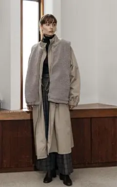 CREDONA モッズロングコート　ベージュ