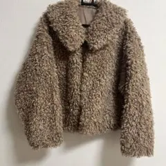 ベージュ ポリエステルファーコート サイズF