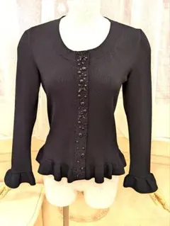 トゥービーシック　カーディガン42 　ビジュー　　ブラック