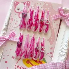 現品♥ 平成女児 量産型 いちご十字架 ぴんく 地雷系 ろんぐ ネイルチップ 萌