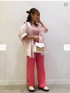 【GU】ピンクワイドパンツS