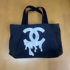 CHANEL ブラック トートバッグ キャンバス