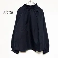 新品タグ付き Alotta アロッタ フリルネック ブラウス シャツ M 黒のサムネイル