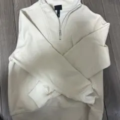 H&M ハーフジップスウェット M クリーム