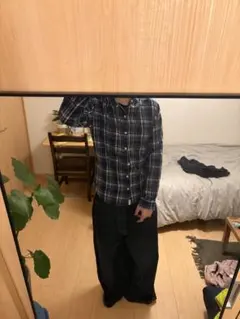 90s 長袖シャツ　チェック　ボックス　短丈　cityboy ノームコア　古着