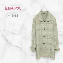 Invalids シャツ 総柄 アウター グレー Fサイズ 長袖 送料無料 古着