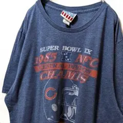 USA製 고장·부품용 フードシカゴベアーズデカロゴ Tシャツネイビー紺色2XL古着