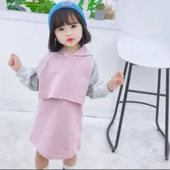 【新品未使用】タンクワンピ+ ショート丈パーカー 2点セット ピンク80サイズ