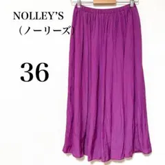 【ノーリーズ】パープルピンク　フレアロングスカート　ウエストゴム　シフォンs相当