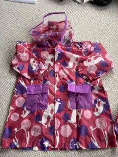 女の子　ペンギン柄レインコート　100