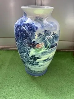 陶器 花瓶 山水画 景観図 壺 景徳鎮 程飛作品 - メルカリ