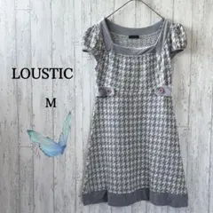 ルスティック/ニットワンピース/フレンチスリーブ/ブルーグレー/千鳥格子/M