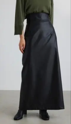 STYLEMIXER ハイストレッチフェイクレザースカート 黒 M size