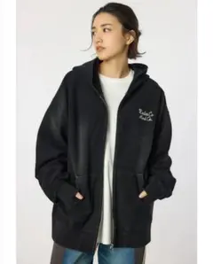 ロデオクラウンズ 【UNISEX】加工ジップパーカー（ブラック）