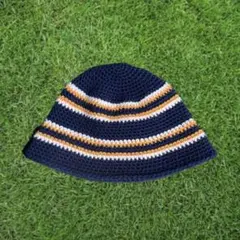 【ハンドメイド】クラッシャーハット　バケットハット　バケハ　ニット帽
