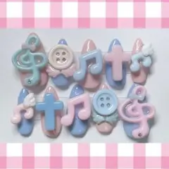 ネイルチップ 平成女児 ウィッシュコア 音符 十字架 羽 ボタン パステル