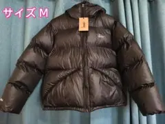 Stüssy ブラック/グレー ラベル付き ダウンジャケット 刺繍 M 3