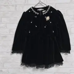 女児１００サイズ 黒 ベルベットフォーマルドレス ジャケットワンピースa3406