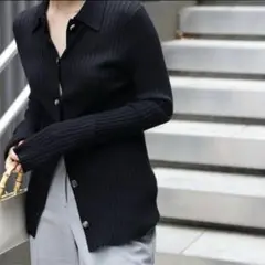 louren plating knit cardignan black - メルカリ