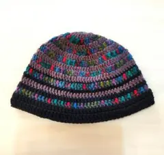 【多色ストライプニット★ビーニー】