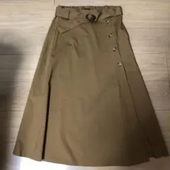 ZARA ブラウン フレアスカート ベルト付　M 未使用タグ付き