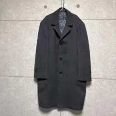 men's グレー ヘリンボーン チェスターコート（ツイード）