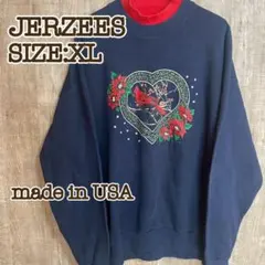 ジャージーズ JERZEES 80s 古着 スウェット XL ネイビー USA製