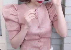 SNIDEL ラメ入りパフスリーブカーディガン