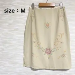 タイトスカート【M】ひざ丈 薄手 花柄 スリット 上品 エレガント 1399