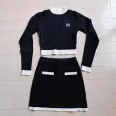 ダーリッチ ショート丈ニットトップス セットアップ ミニスカート 長袖