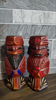 アイヌ民芸木彫りニポポ人形 2体セット