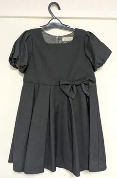 D.fesense ダークグレー 半袖ワンピース リボン付き