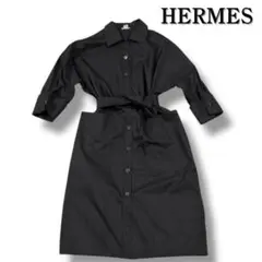 SALE!HERMES ブラック シャツワンピース 未着用 HERMES - 【未使用級】HERMES/エルメス ワンピース モザイク H柄 2026