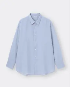 GU イージーケアシアーオーバーサイズシャツ　ブルー S