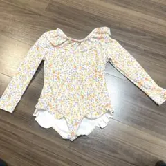 花柄長袖水着（フリル付き）100サイズ