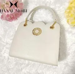 美品✨HANAE MORI ハンドバッグ サークルロゴ フォーマル レザー 白のサムネイル