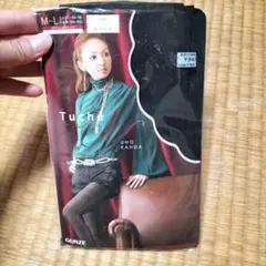 Tuche ツートーンチェック タイツ M-L ブラック