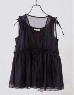 FREAK'S STORE シャイニーオーガンジーベスト シアー ベスト 黒 F